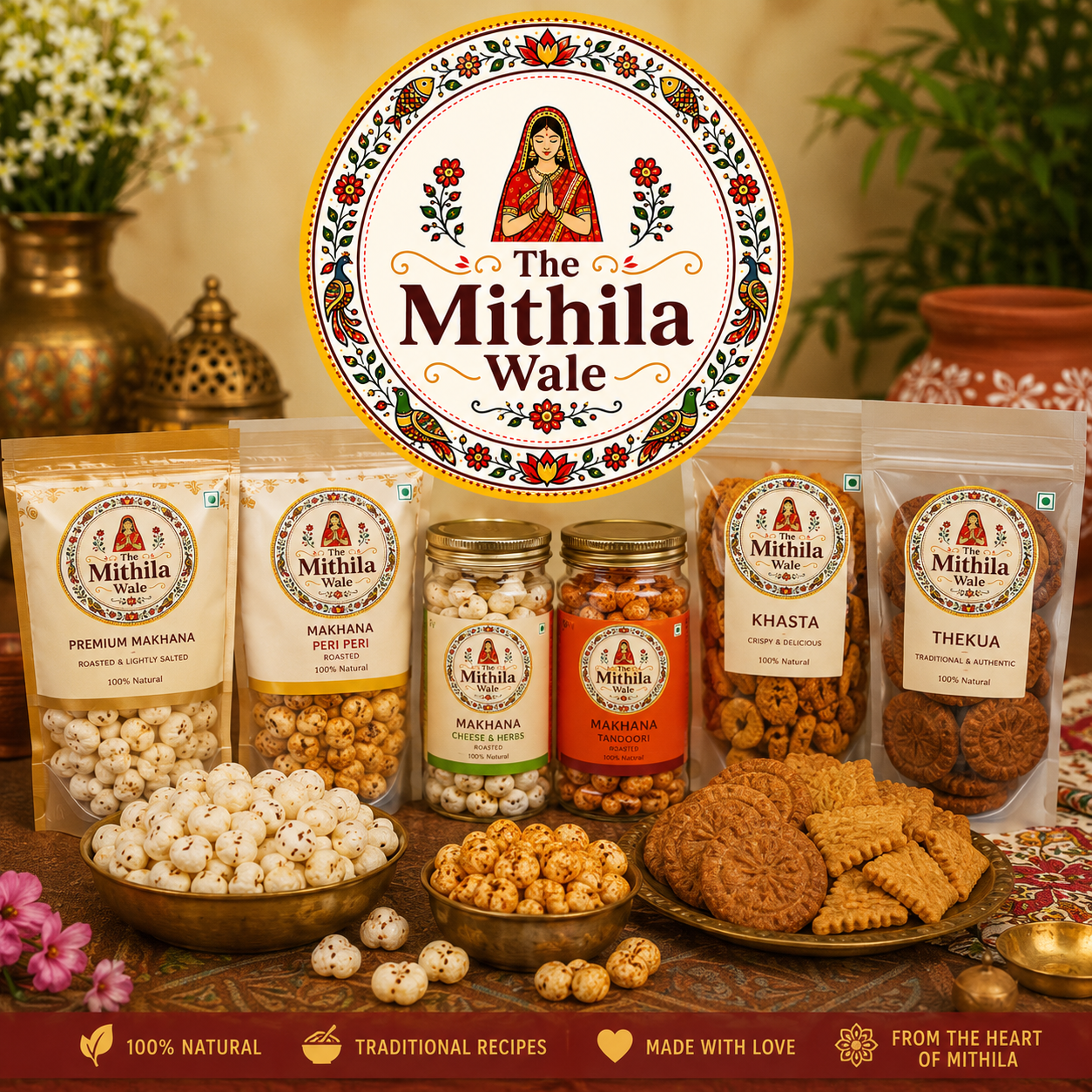 Premium Mithila Makhana in a traditional setting